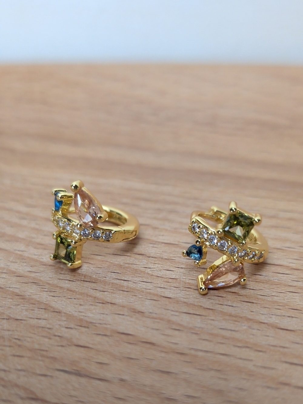 18k Gold Plated Multi-Stone Cubic Zirconia Huggies